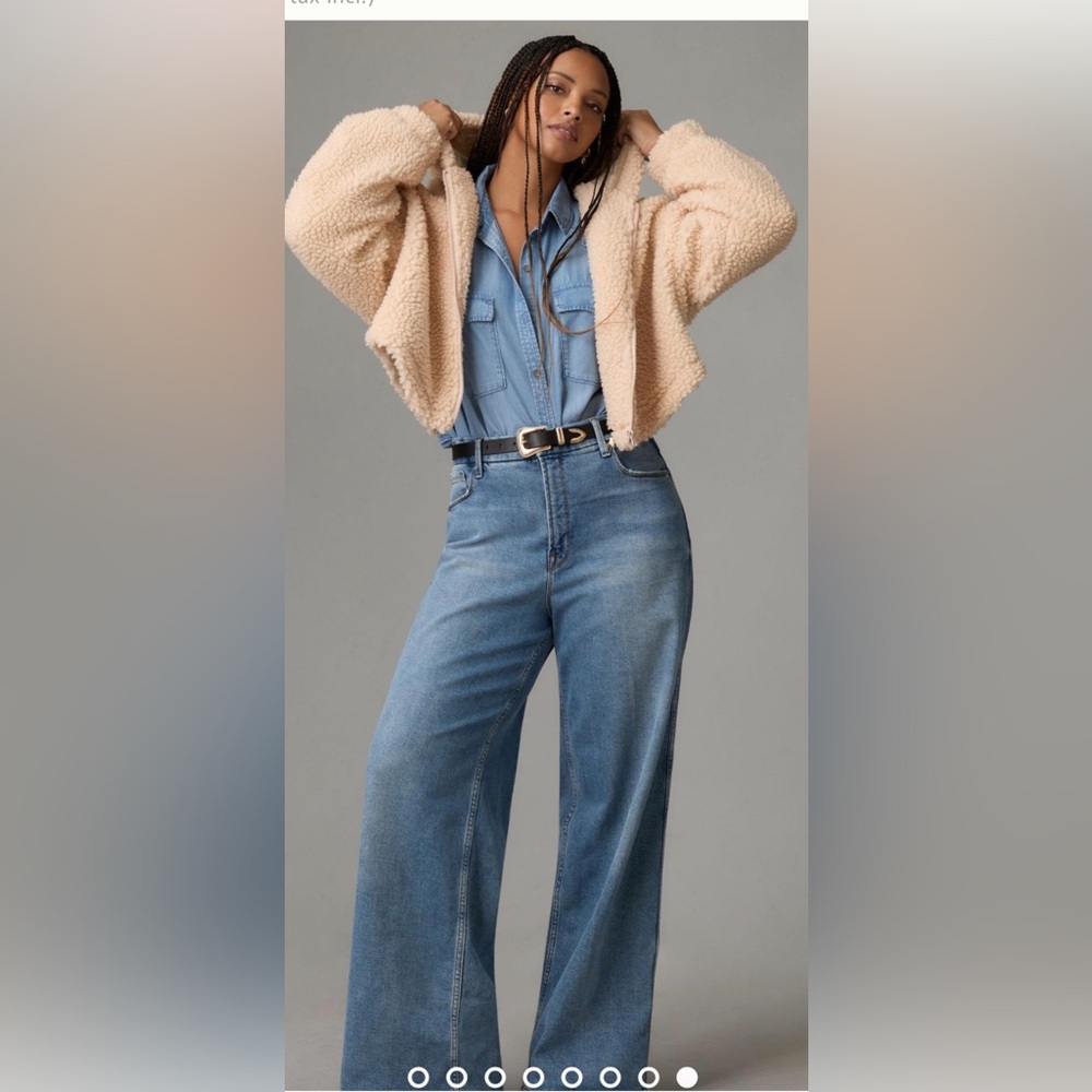 NWT Anthropologie size XS faux shearling crop zip up jacket